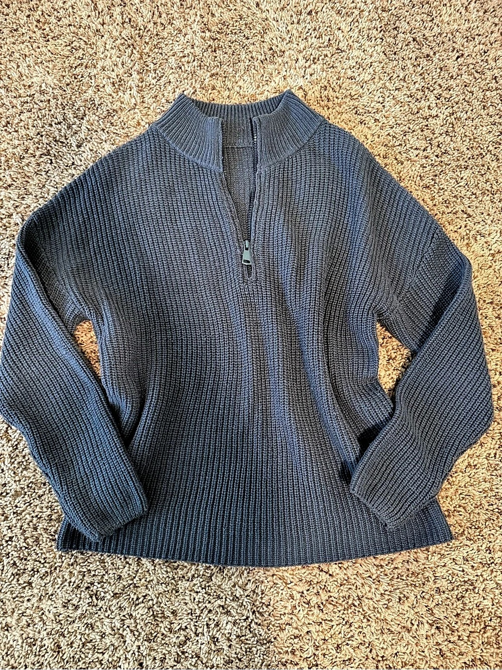 Blue Half-Zip Knit Sweater